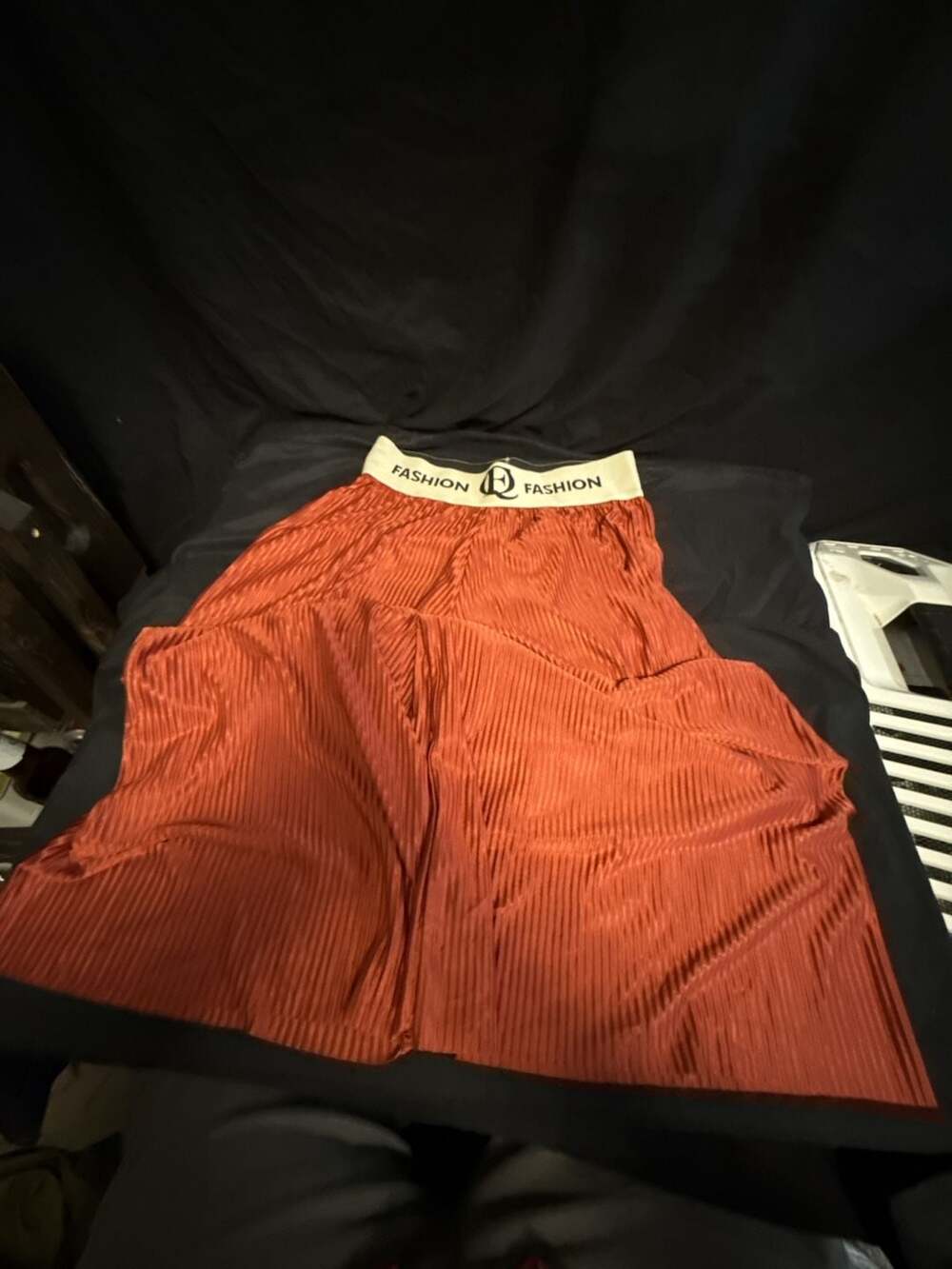 FASHION Q Orange Pleated Wide Leg Pants